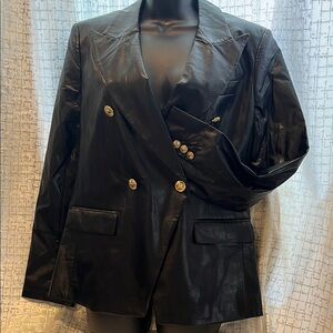 Michael Kors Black Double-Breasted Blazer with Notched Lapels